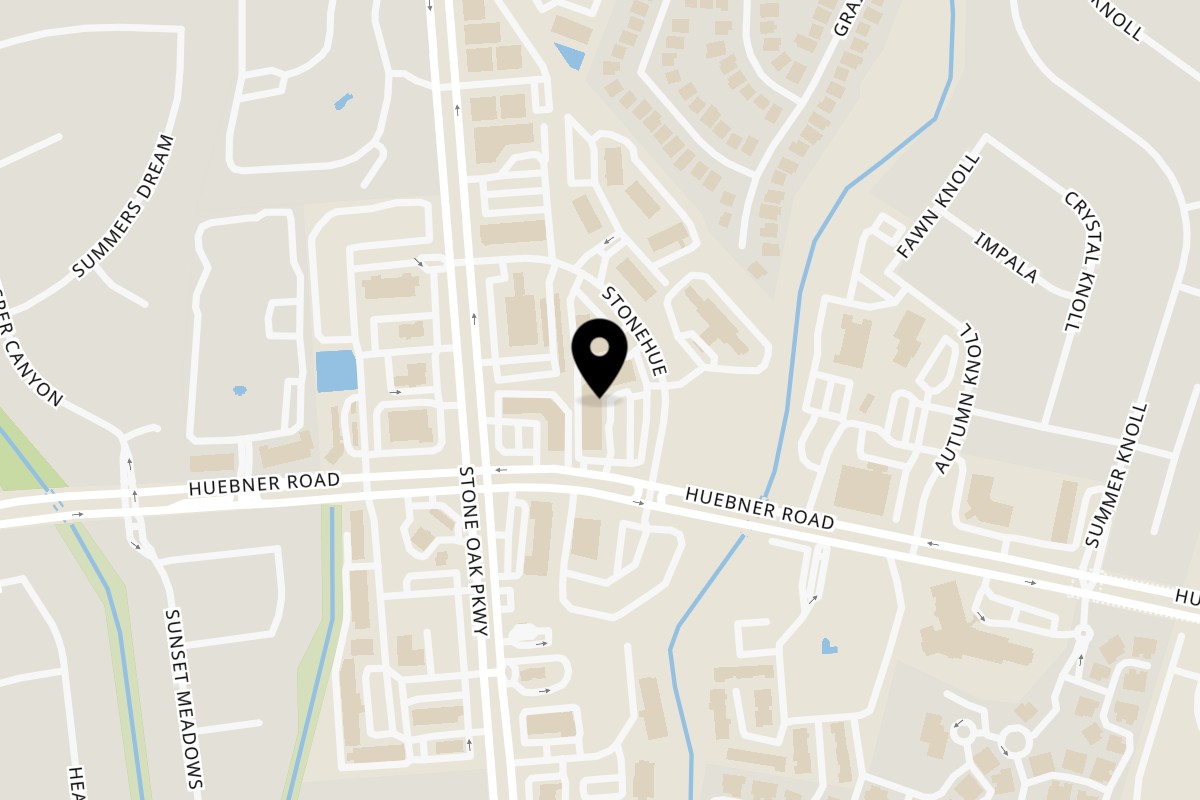 Map showing the location of India Taj Palace on 20323 Huebner Rd in San Antonio